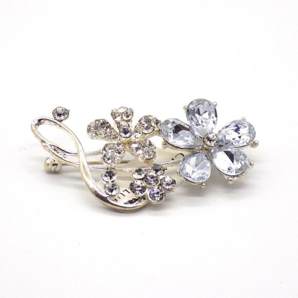 Charter Club Flower Pin Silver-tone Clear Crystals - Picture 1 of 5